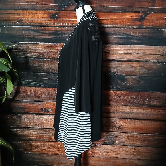 Chico's Cardigan Top Size 3 US XL Petite Open Front Lace Back - Picture 7 of 11